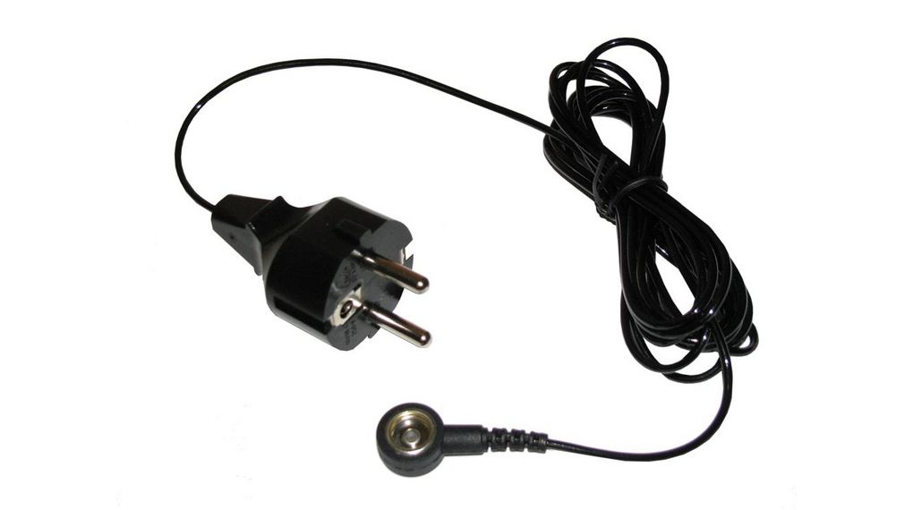 Earth Cable, DE Type F (CEE 7/4) Plug, 10 mm Push Button, 2.5m