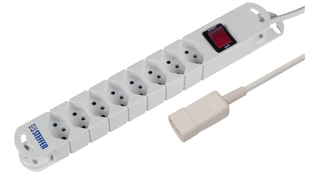 Stopcontact STEBA VARIABL 8x CH-socket type J (T13) - IEC 60320 C14-stekker Wit 3m