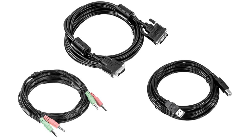 KVM Cable Kit, DVI-I, USB, Audio, 4.57m
