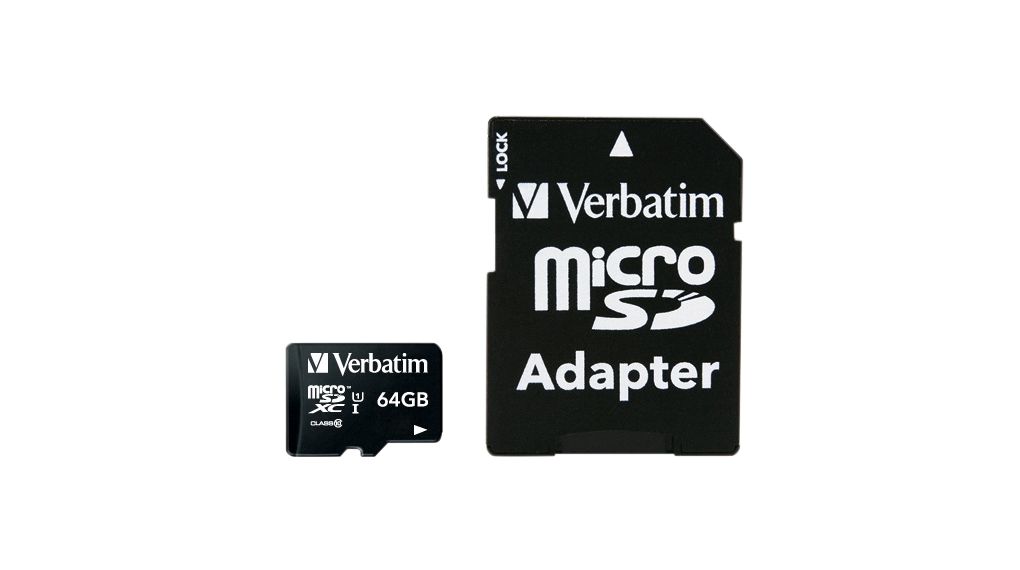 Memory Card, microSD, 64GB, 90MB/s, 10MB/s, Black