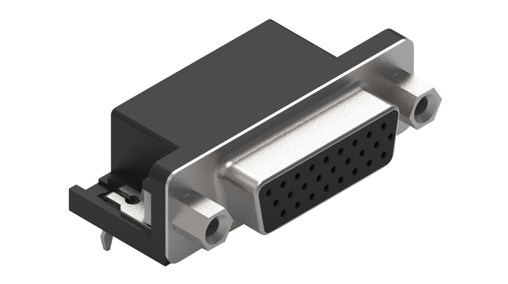 High Density D-Sub Connector with Hex Screw, Angled, Socket, DE-15, PCB Pins