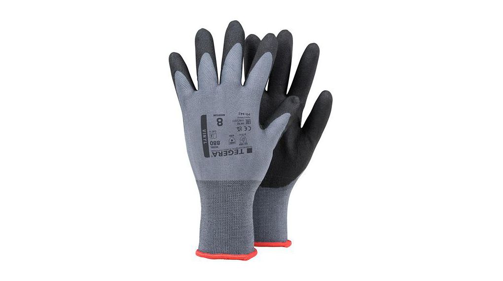880 Black, Grey Nylon Work Gloves, Size 10, Polyvinyl Chloride Coating, Pack of 12 pairs