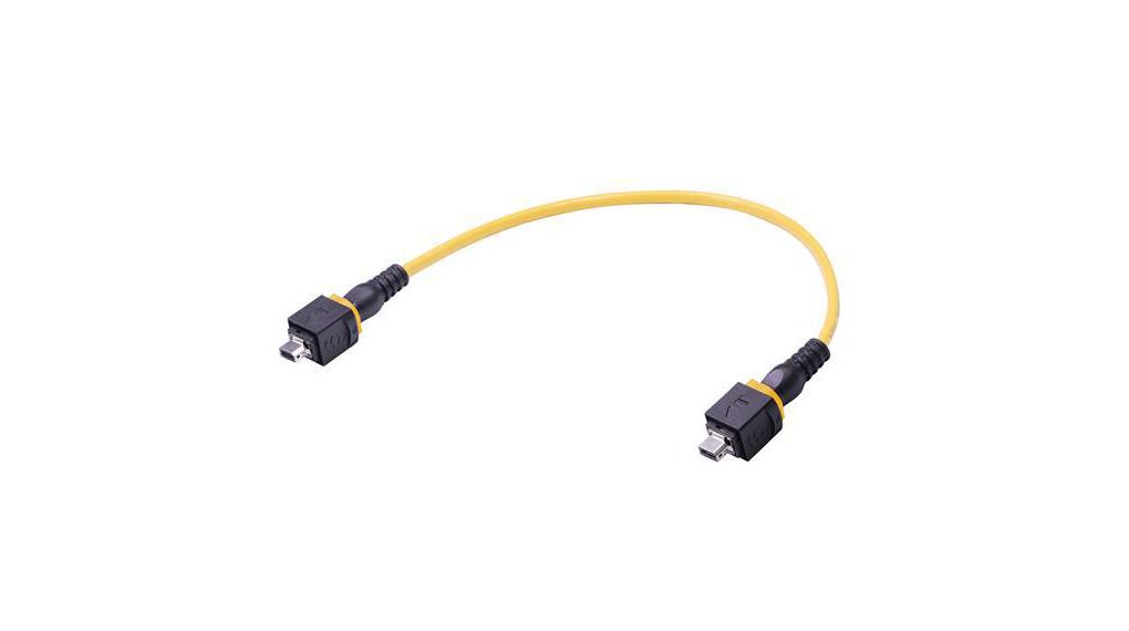 Mini Push Pull, 300 mm, Black Type A to Male Type A Male, Shielded PUR Polyvinyl Chloride Sheath, Ethernet, 300mm, Black