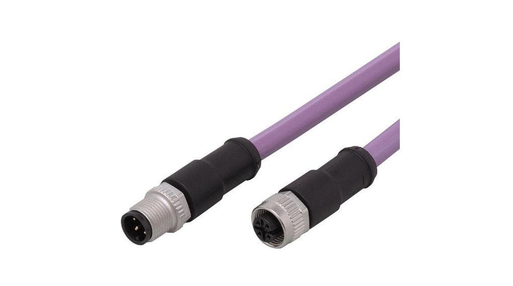 ifm electronic Male 1 way M12 to Female 1 way M12 Actuator/Sensor Cable, 5 m, Gerade Leiter, 5m, IP68, Purple