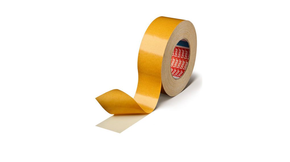 White Double Sided Tape, 0.39 mm Thick, 7.6 N/cm, Fabric Backing Weiss