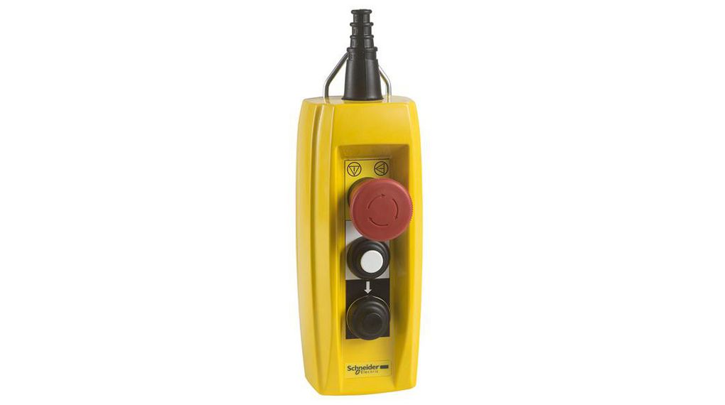 Snap Action Push Button Control Station - 1 NO/1 NC, Glass Reinforced Polyester, 3 Cutouts, Red,