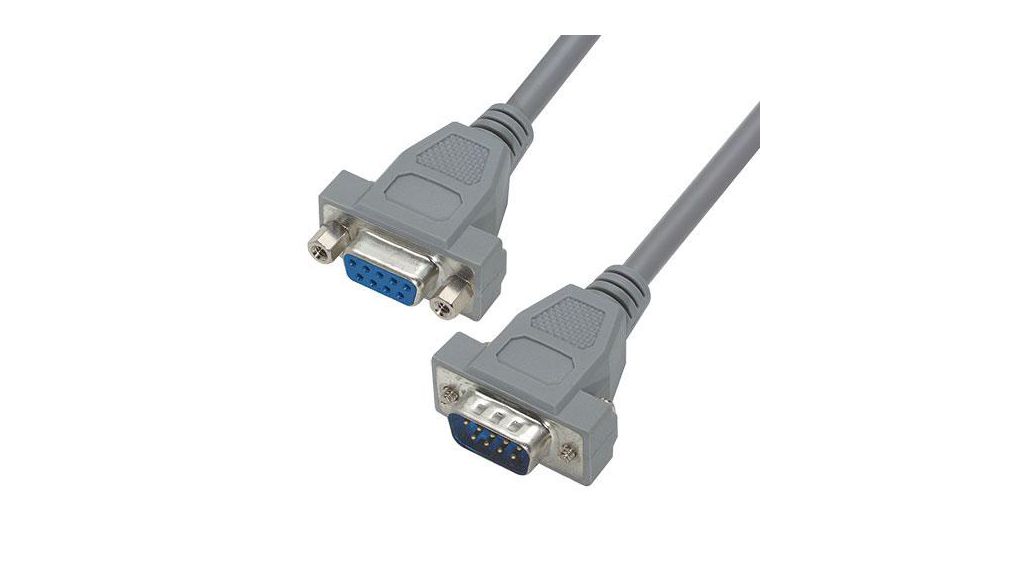 Female D-Sub to Male D-Sub Cable Assembly Polyvinyl Chloride Grau
