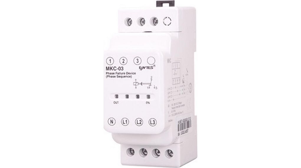 ENTES Phase/Voltage Monitoring Relays, 3 Phase, 1 CO, Rail, DIN Rail, 1CO