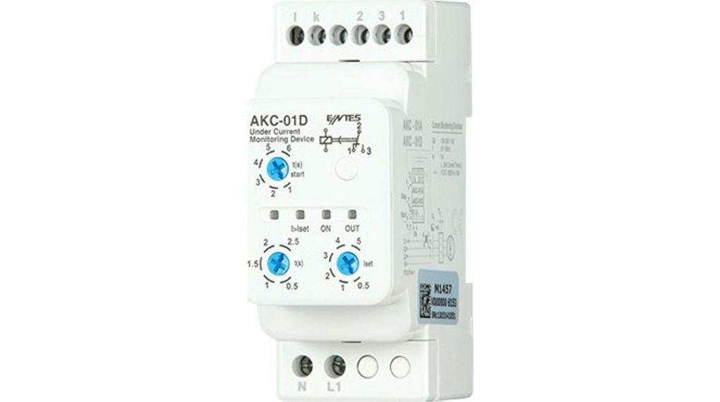 ENTES Current Monitoring Relay, 1 Phase, 1 CO Relay Output, DIN Rail