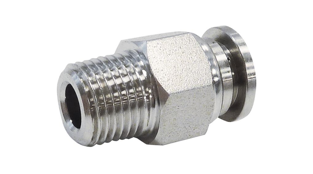 Stainless Steel 316 Male Pneumatic Straight Threaded-to-Tube Adapter, NPT 1/8 Male 6mm Threaded