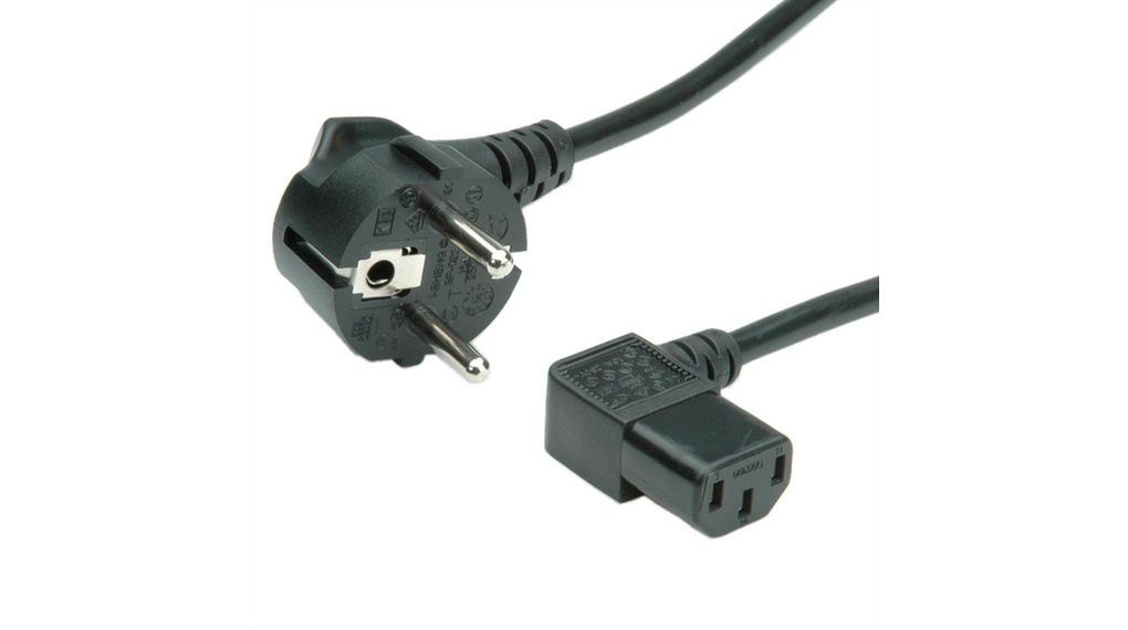 IEC Device Cable DE/FR Type F/E (CEE 7/7) Plug - IEC 60320 C13 1.8m Black