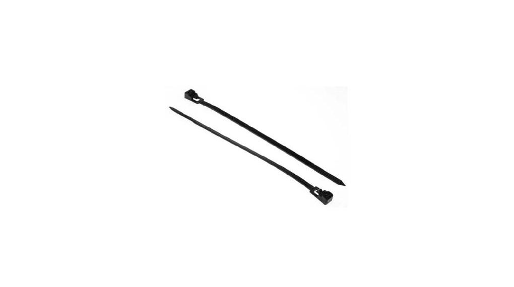 Cable Tie, Releasable, 125mm x 4.5 mm, Black Nylon, Pk-250 125, 215.6N, Pack of 250 pieces