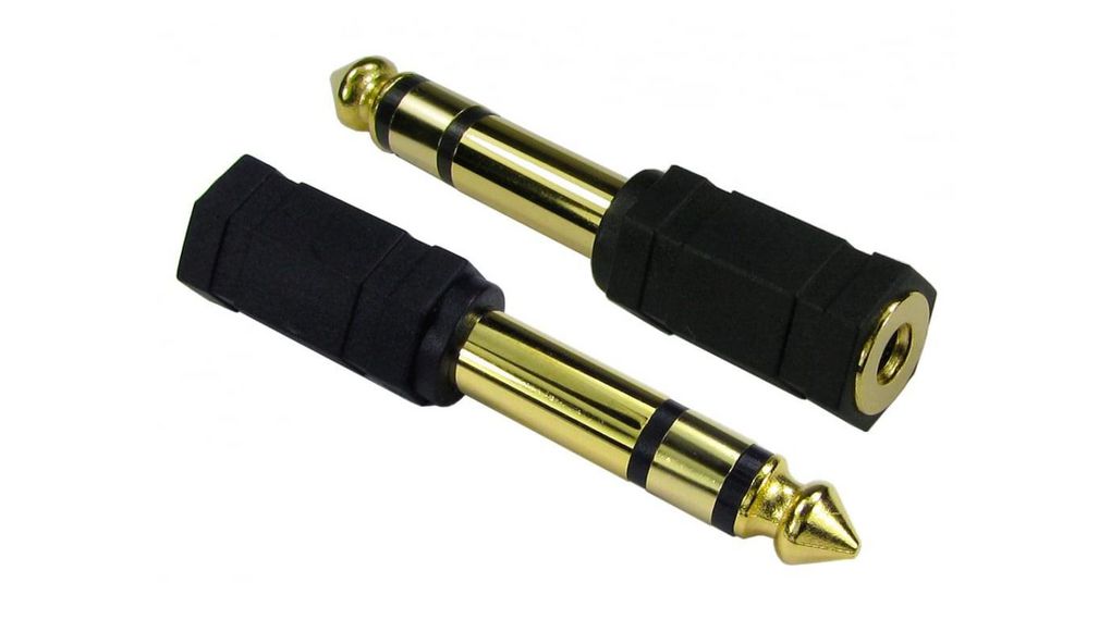 A/V Connector Adapter, Male 6.35 mm Stereo to Female 3.5 mm Stereo