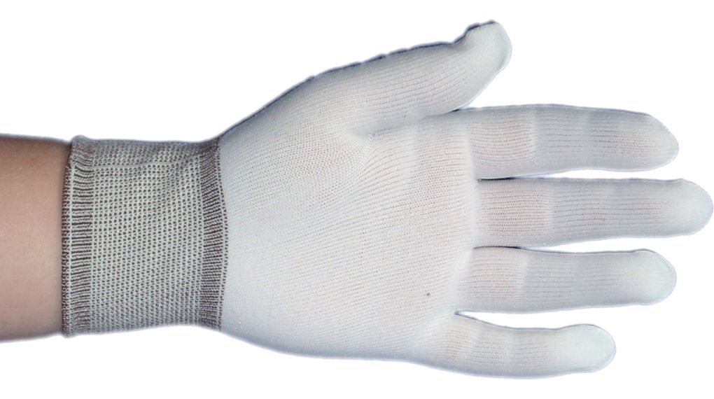 ESD Protective Gloves, Polyamide, Glove Size Medium, White, 2 ST