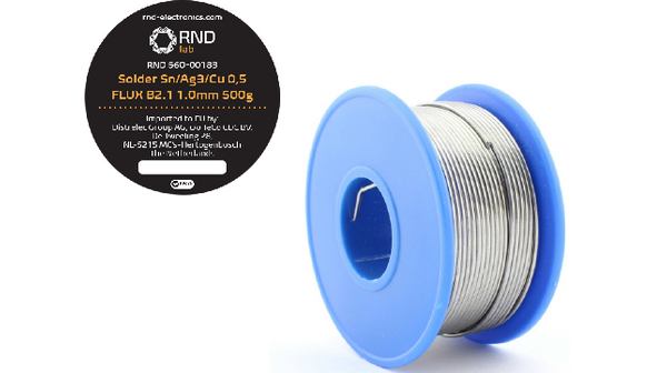 No-Clean Solder Wire, 1mm, Sn96.5/Ag3/Cu0.5, 500g