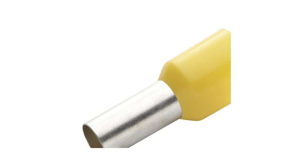 Bootlace Ferrule 1mm² Yellow 18mm Pack of 100 pieces