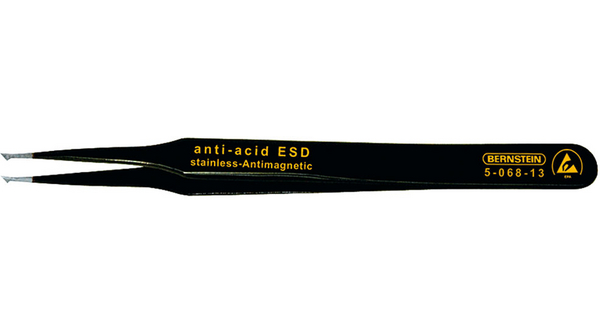 Assembly Tweezers ESD / SMD Stainless Steel Bent / Sharp 120mm
