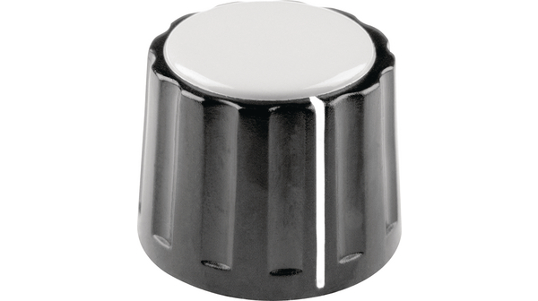 Bouton rotatif en plastique avec repère 20mm Noir Plastique Trait de repère blanc