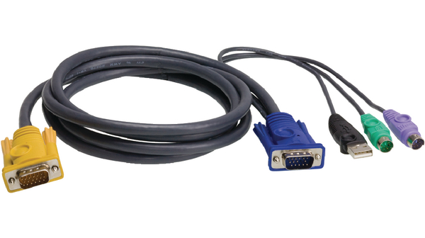 KVM-erikoisyhdistelmäkaapelit, VGA/USB/PS/2, 3m