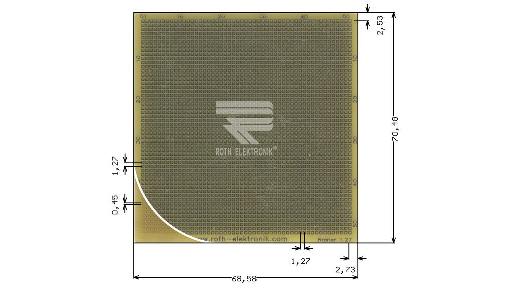 Karta do prototypowania 68.58 x 70.48mm FR4 żywica epoksydowa wzmacniana włóknem szklanym + HAL