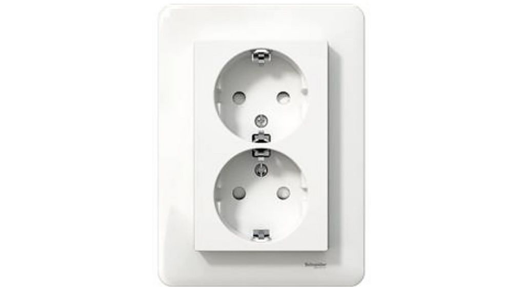 Wall Outlet 2x DE Type F (CEE 7/3) Socket Flush Mount