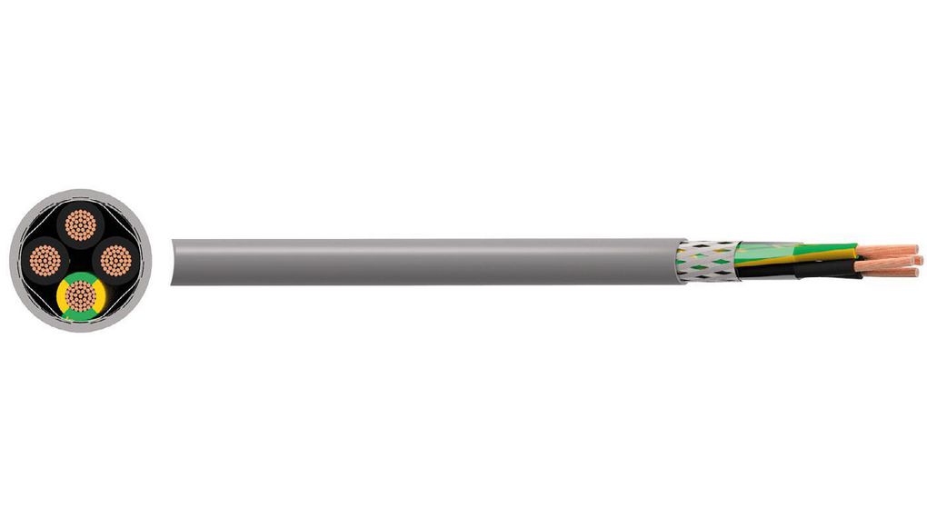 Multicore-kabel, Koperafscherming CY, LSZH, 3x 1.5mm², 50m, Grijs