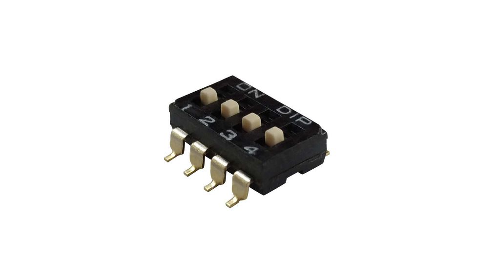 DIP Switch, Slide, 4 Positions, 2.54mm, Gull Wing Terminal