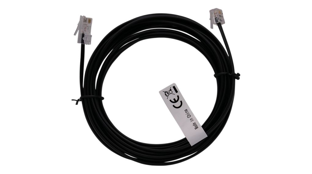 Telephone Modular Cable, RJ11 Plug - RJ45 Plug, Flat, 1m, Black