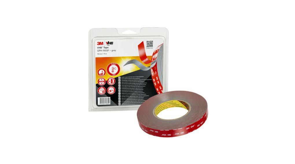 VHB™ GPH Grey Adhesive Foam Tape, 19mm x 11m, 1.1mm Thick