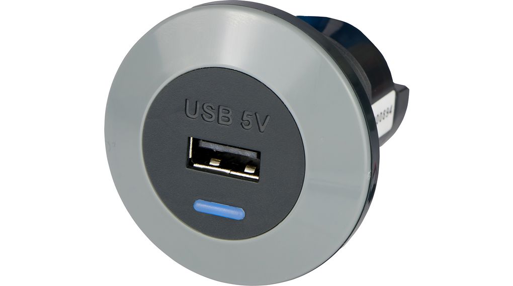 Laturi, etuasennus, IP65, Car, 1x USB-A, 2.1A, 10W, Musta