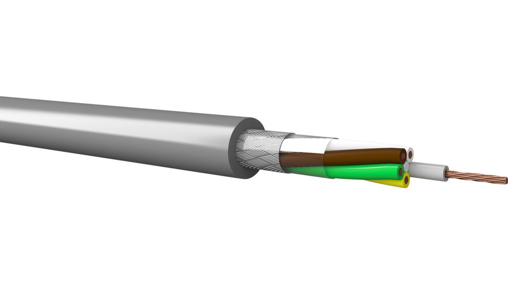 Multicore-kabel, Koperafscherming CY, FRNC, 4x 0.25mm², 100m, Grijs