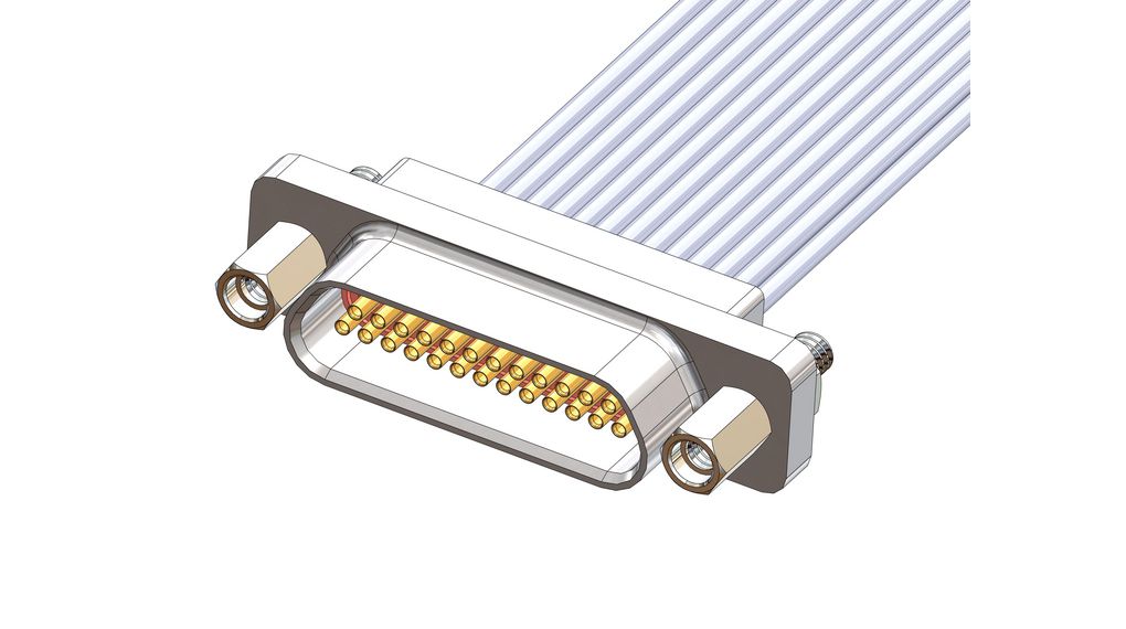 Konektor Micro-D, plášť s povrchovou úpravou - bezelektrický nikl, 26 AWG, 457,2 mm, Zásuvka, Micro-D 21P, Krimpovací svorka