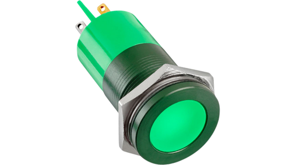 Indicatore a LED, Aletta a saldare/faston 2,8 x 0,8 mm, Fisso, Verde, AC / DC, 12V