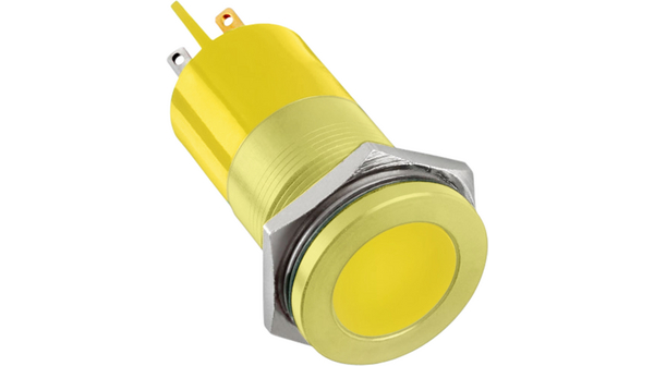 LED Indicator, Solder Lug / Faston 2.8 x 0.8 mm, Fixed, Yellow, AC, 110V