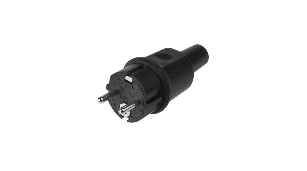 Mains Plug 16A 250V DE/FR Type F/E (CEE 7/7) Plug Black