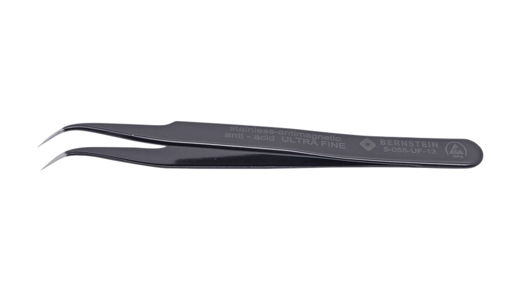 Tweezers Stainless Steel Sickle Shaped / Very Sharply Pointed SMD / ESD 120mm