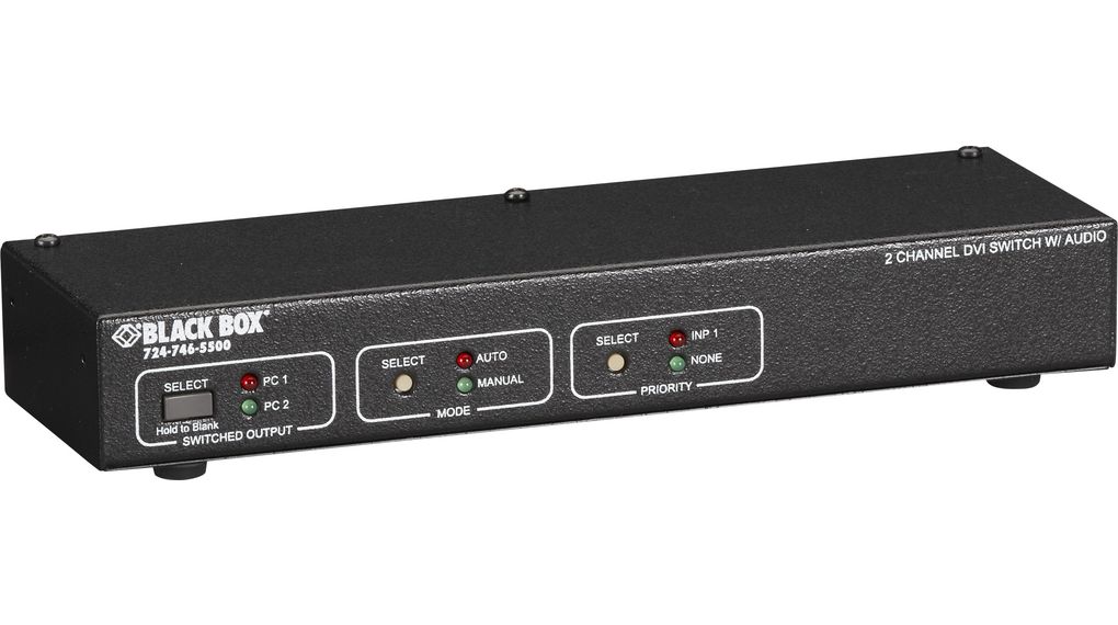 Přepínač DVI pro audio a sériové ovládání 2x DVI-D 24+5p Zásuvka / 2x 3.5mm - 1x DVI-D Female / 1x 3.5mm Audio Out