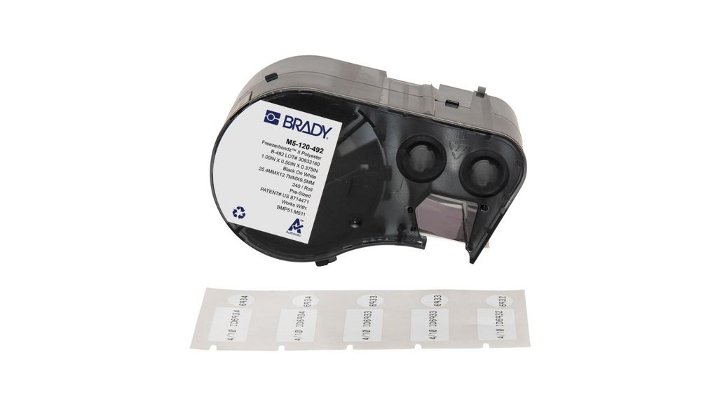 ぺオーダーページ 170894 | Brady Label Roll, Polyester, 25.4 x 12.7mm, 240pcs, White