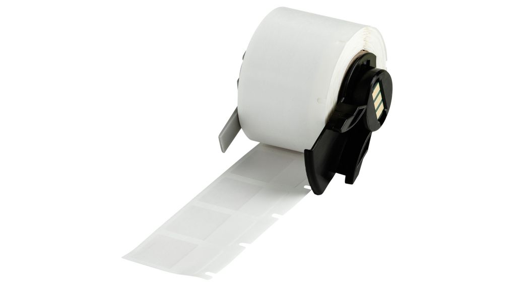 Rouleau d'étiquettes auto-laminantes, Vinyle, 19 x 9.53mm, 250pièces, Transparent / blanc