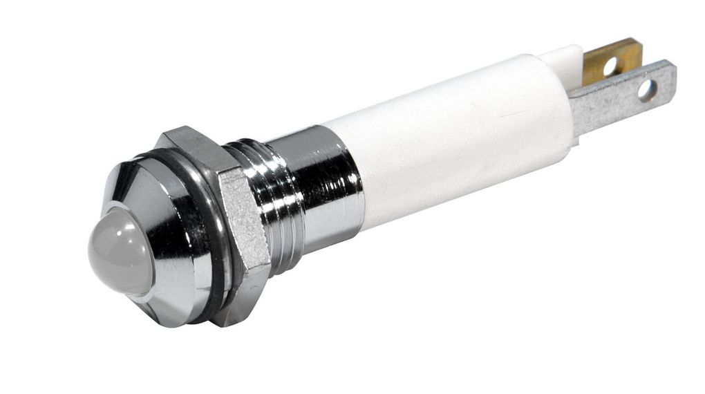 LED-indikator, Hvid, 1cd, 24V, 8mm, IP67