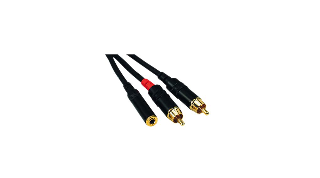 Audio Cable, Stereo, 3.5 mm Jack Socket - 2x RCA Plug, 300mm