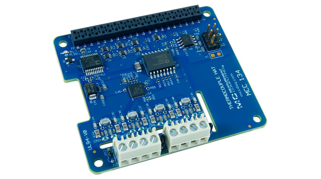 MCC 134 DAQ HAT for Raspberry Pi, Voltage Measurements, 4-Channels, 24-Bit