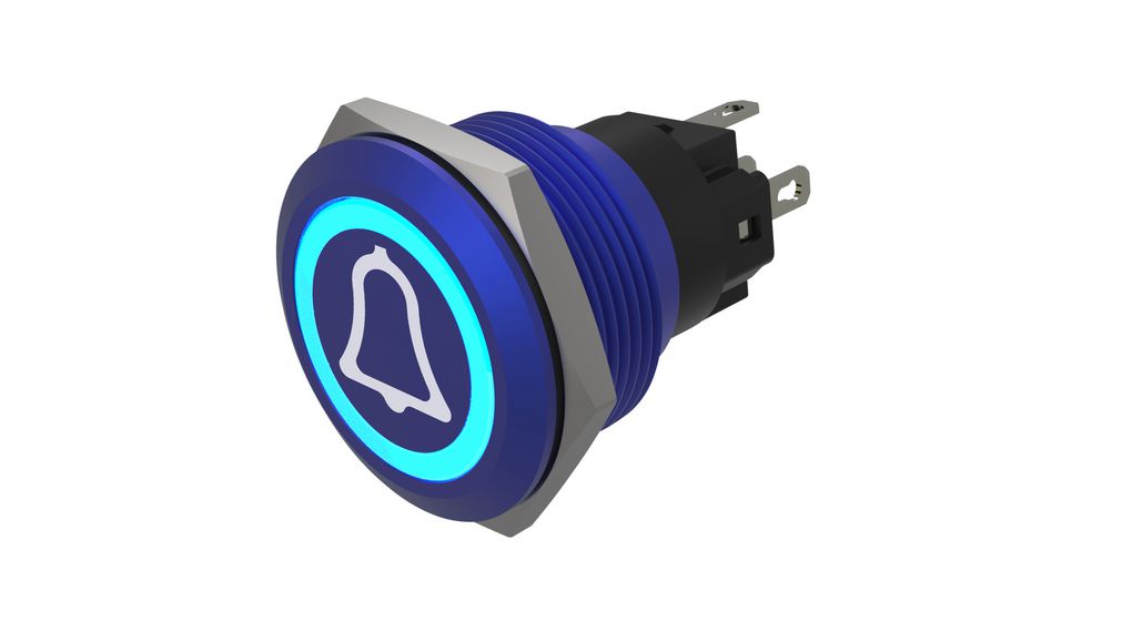 Interruttore a pulsante luminoso Funzione momentanea 1CO LED Blu Allarme Terminale di saldatura