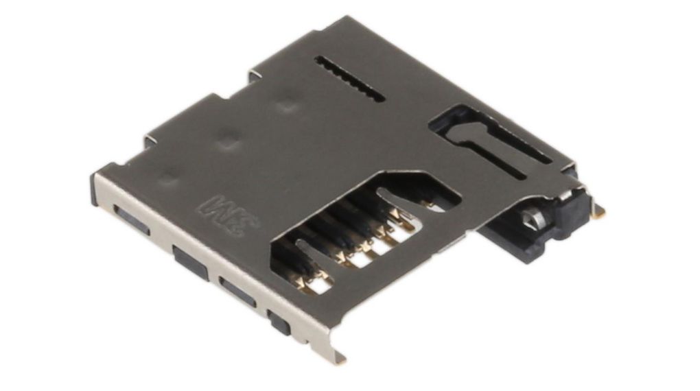 Memory Card Connector, Right Angle, Push/Push, MicroSD, Pole - 8