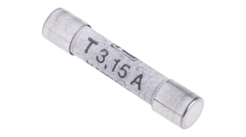 3.15A T Ceramic Cartridge Fuse, 6.3 x 32mm, Pack of 10 pieces