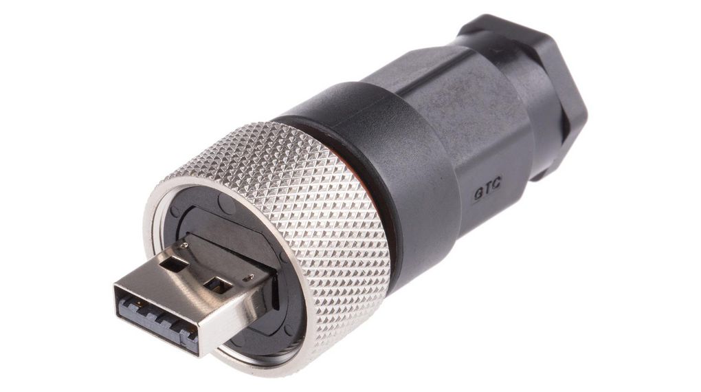 Cable Mount, Plug Type A 2.0 IP67 USB Connector