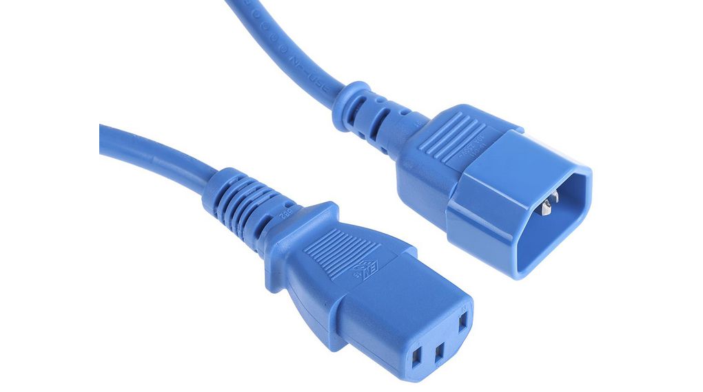 Straight IEC C13 Socket to Straight IEC C14 Plug Power Cord, 500mm, 250V, Kabellänge 500mm