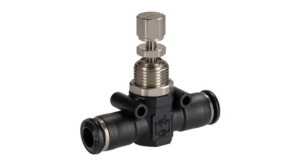 Tube Flow Regulator, Push In 6mm Tube Inlet Port x Push In 6mm Tube Outlet Port