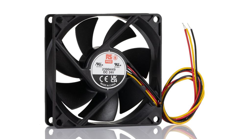 Axial Fan, 24 V dc, DC Operation, 21.7cfm, 4.608W, 200mA Max, IP20, 80 x 80 x 25mm