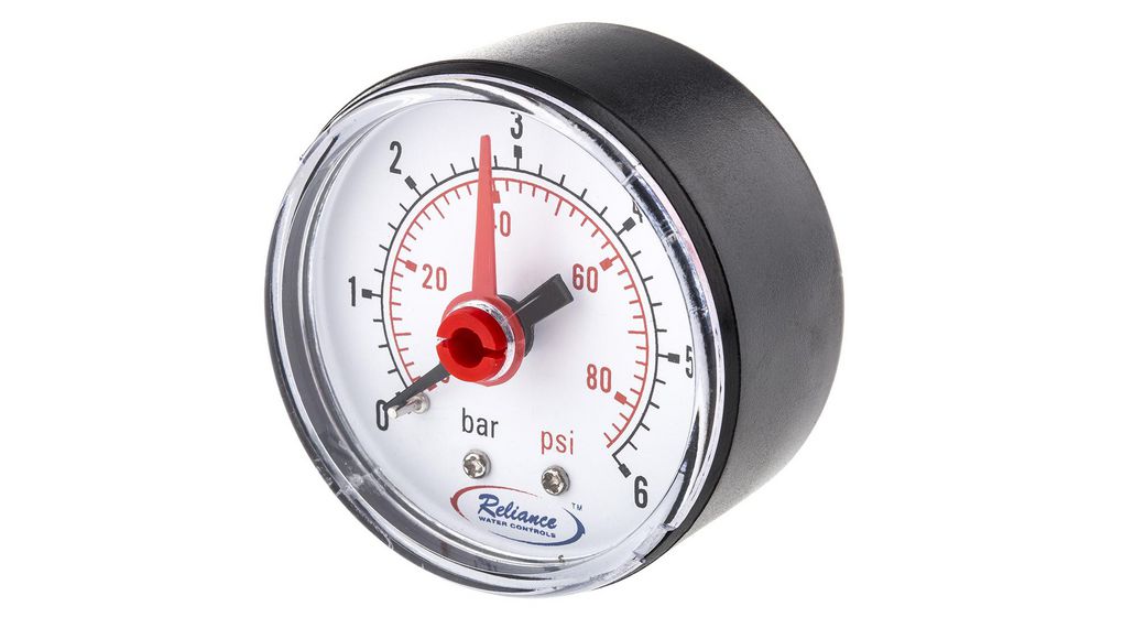Analogue Pressure Gauge 6bar Back Entry 50mm Outside Diameter
